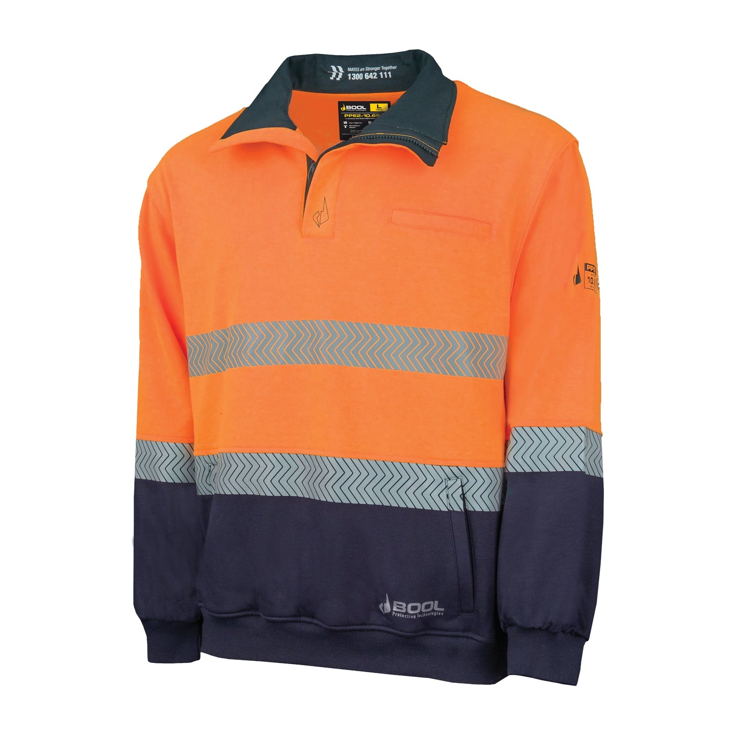 FR PPE2 Hi-Vis Two Tone Water Repellent Fleece Jumper with Segmented FR Reflective Tape