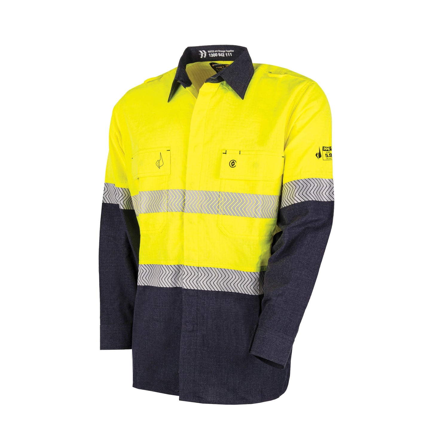 Ultra-lightweight PPE1 Two Tone FR Shirt with Segmented FR Reflective Tape
