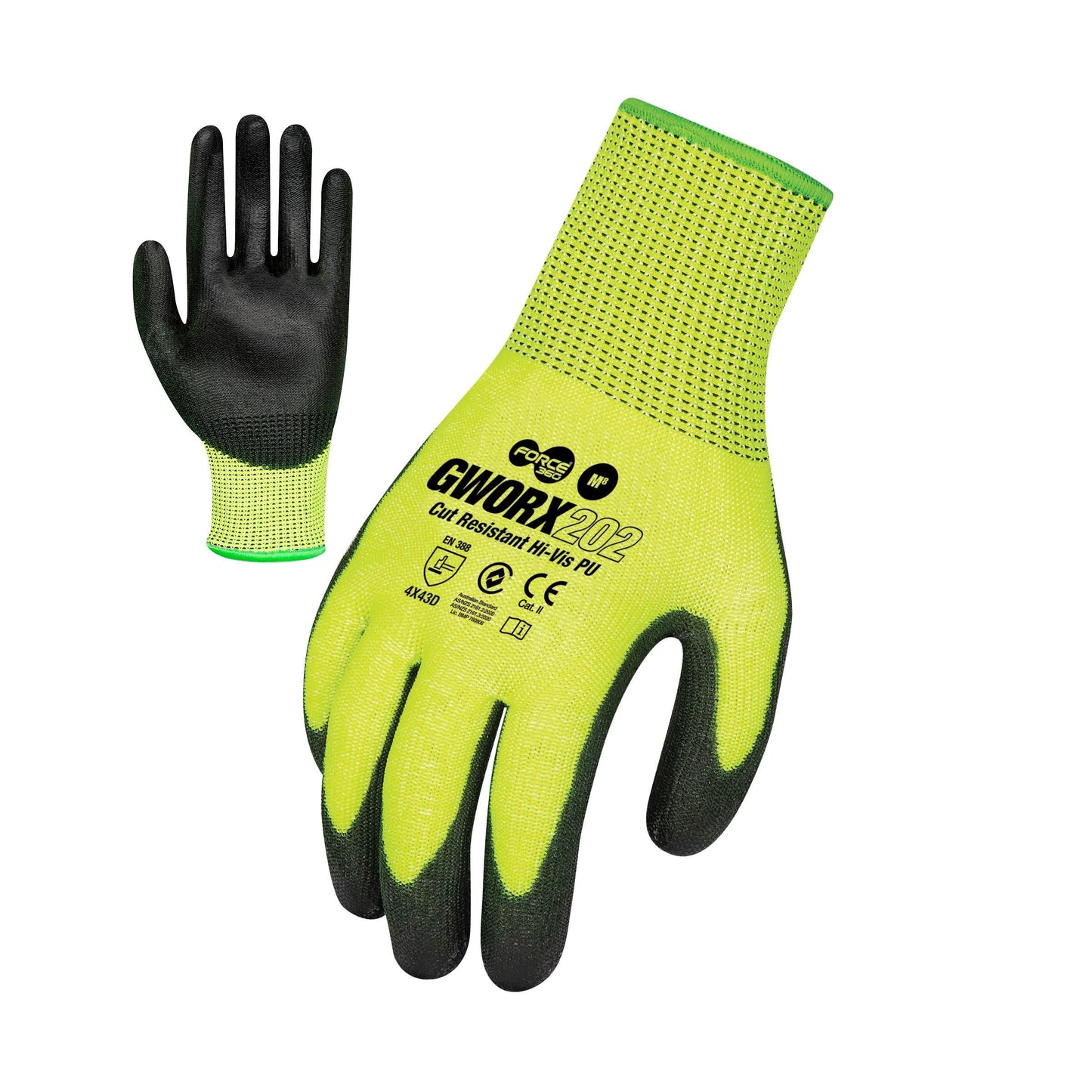 Force360 Worx Cut 5 PU Hi Vis Glove