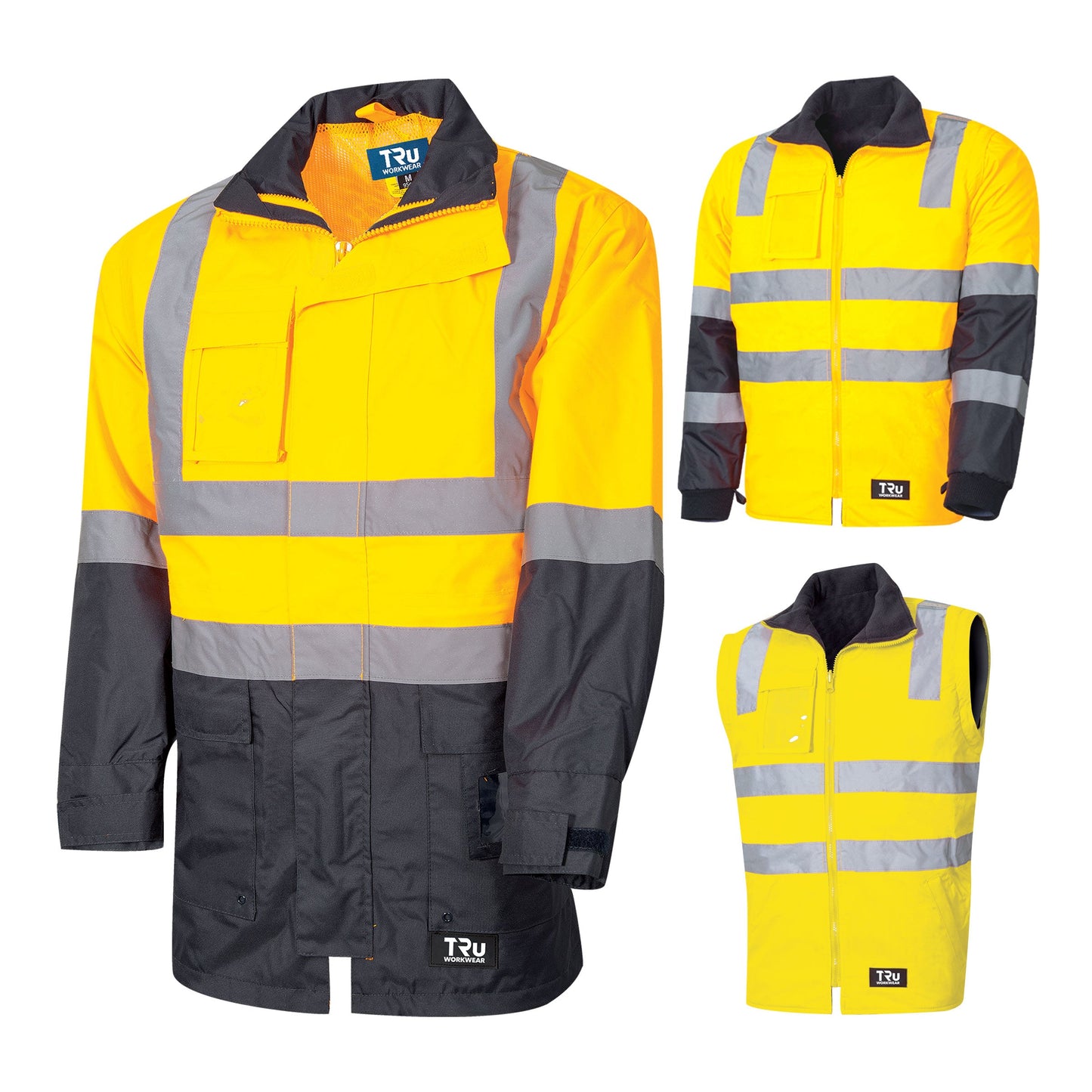 6 in 1 Rain Jacket Combo with Reflective Tape