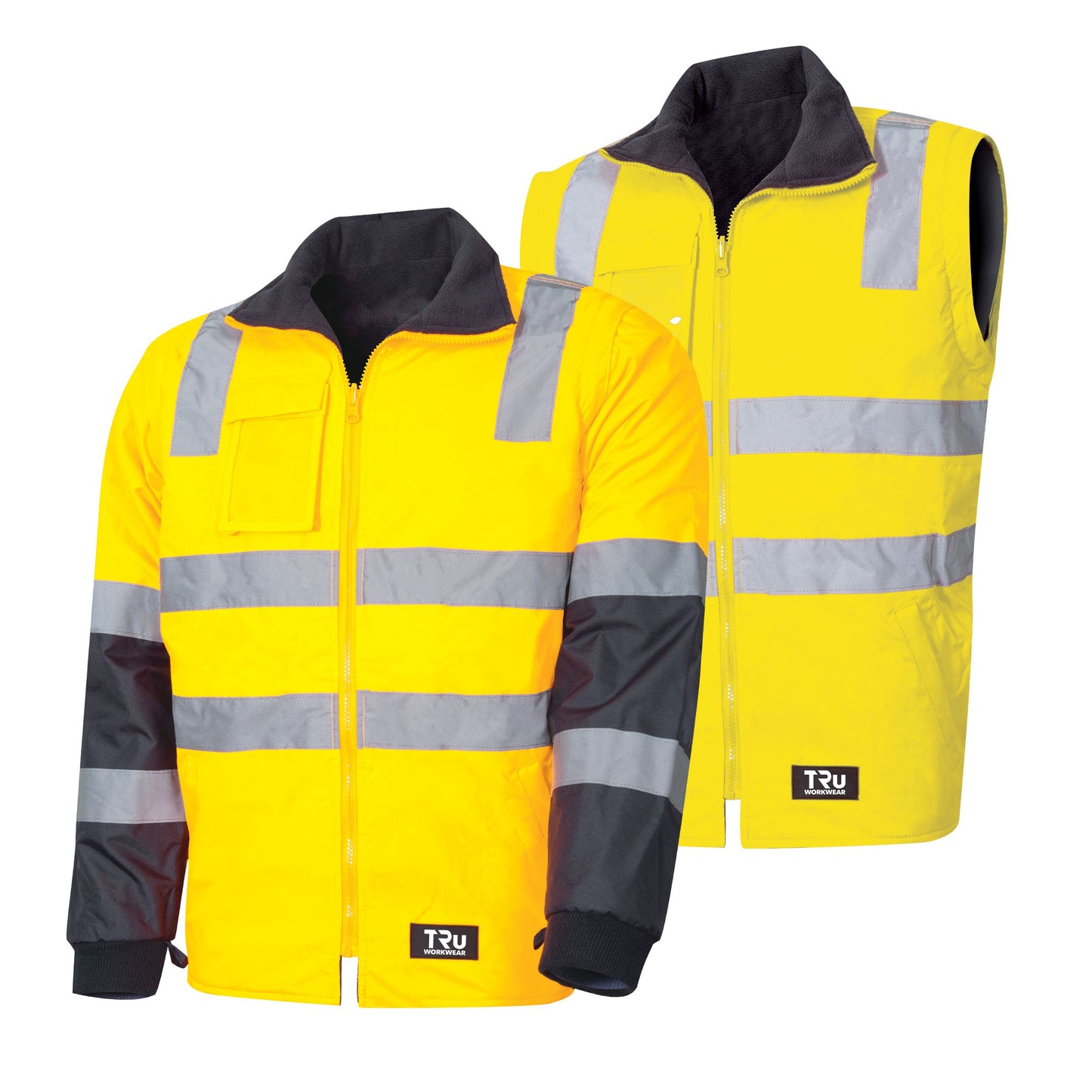 Wet Weather Jacket with Removable Sleeves and Reflective Tape