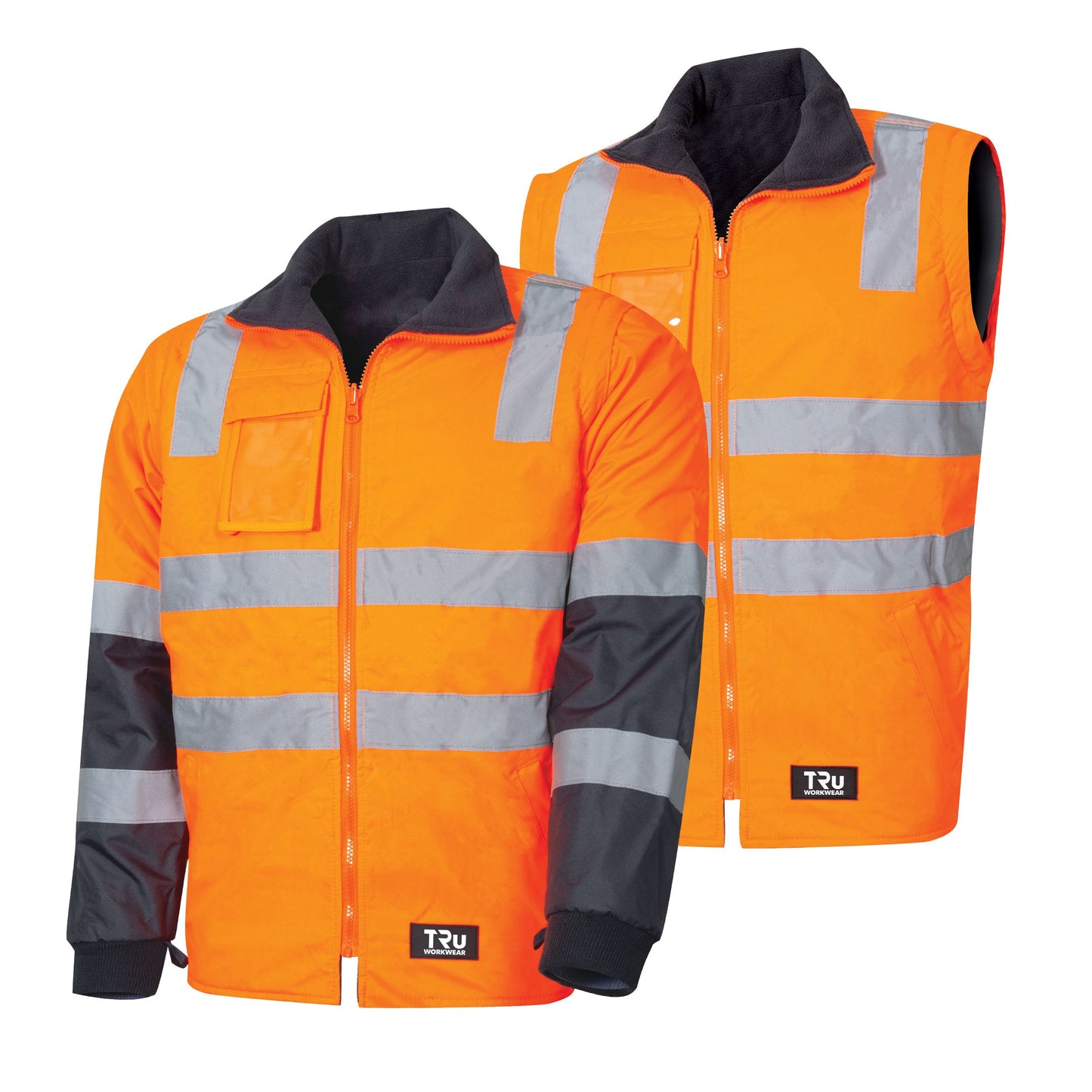 Wet Weather Jacket with Removable Sleeves and Reflective Tape