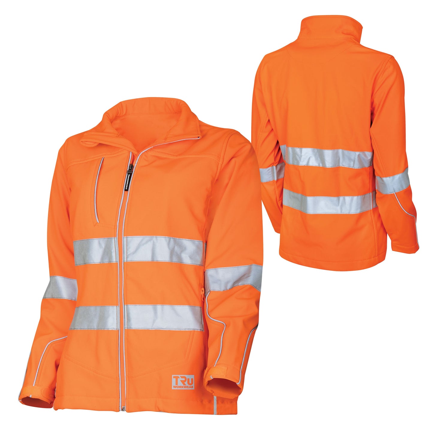 Womens Softshell Full Zip Jacket with Reflective Tape