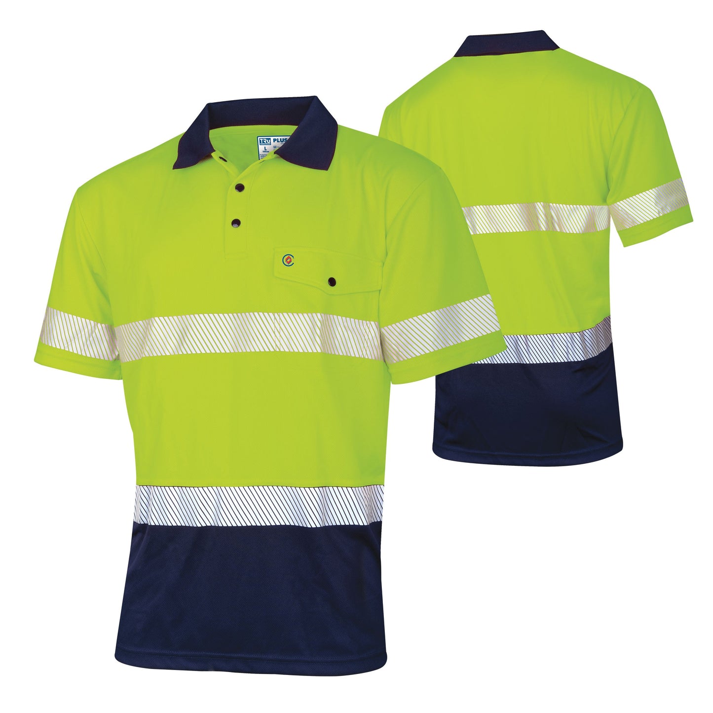 Recycled Anti-Microbial Micromesh S/S Two Tone Hi-Vis Polo Shirt With Segmented Tape