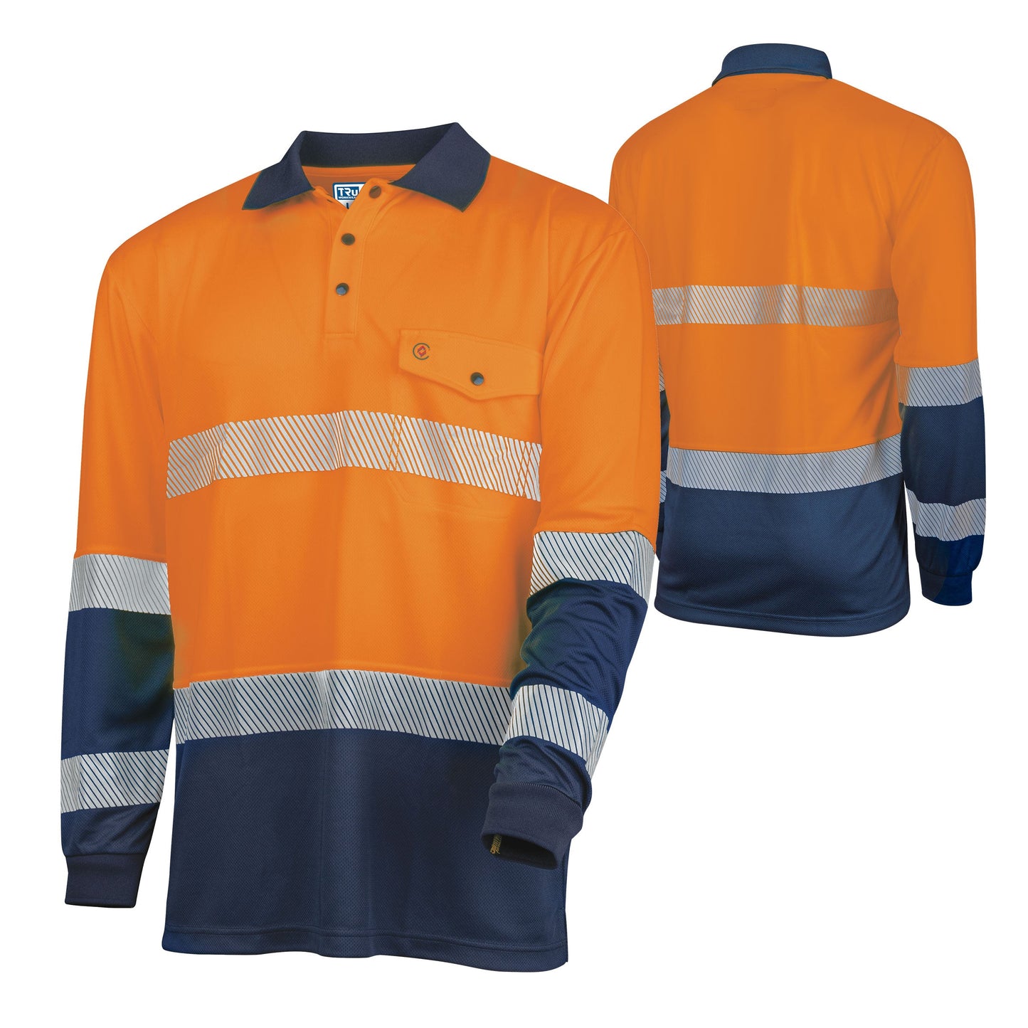 Recycled Anti-Microbial Micromesh L/S Two Tone Hi-Vis Polo Shirt With Segmented Tape