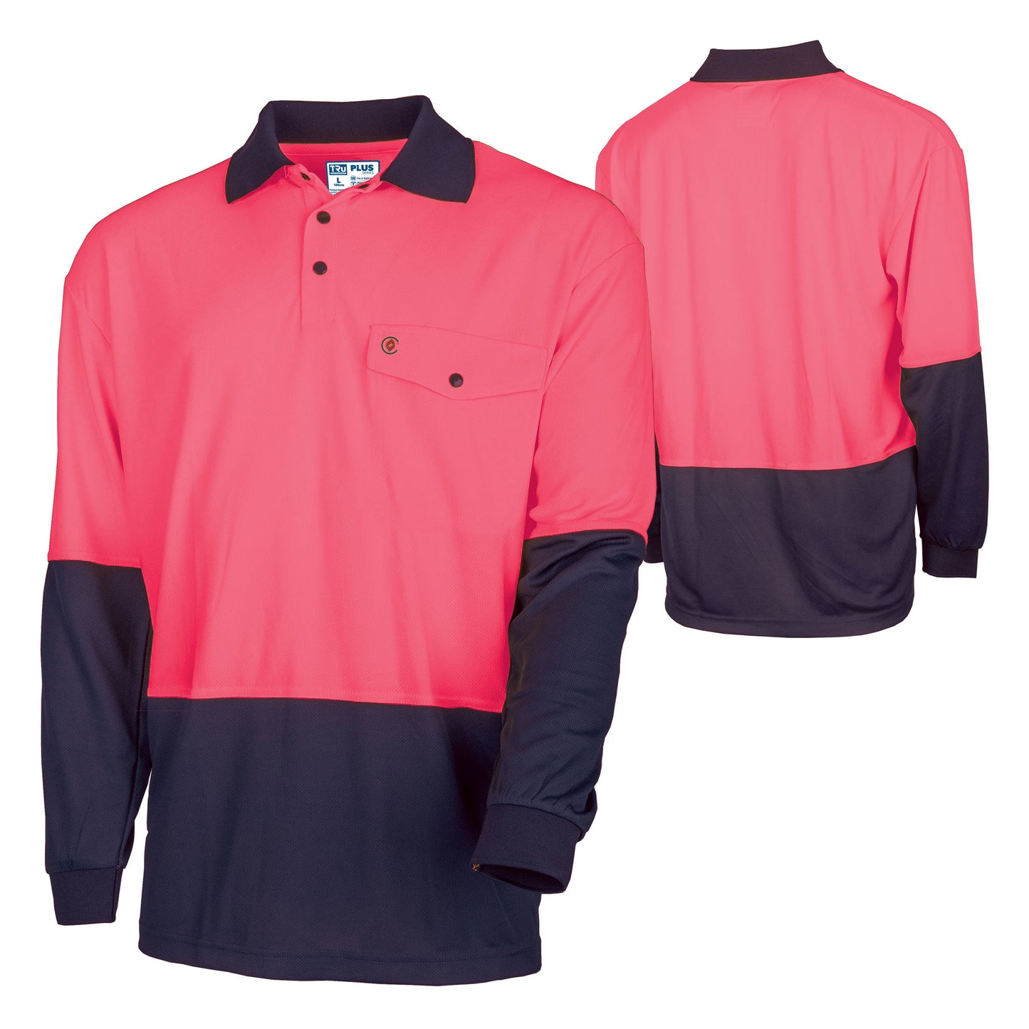 Recycled Anti-Microbial Micromesh L/S Two Tone Hi-Vis Polo Shirt