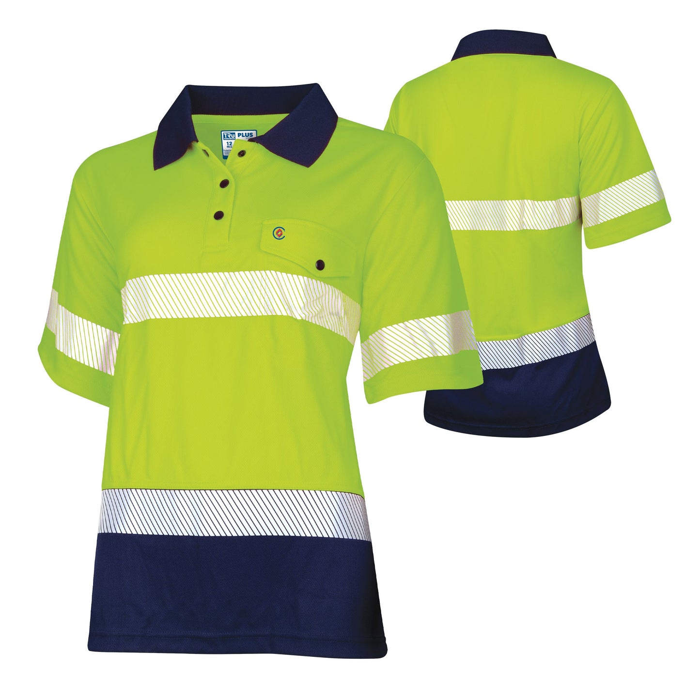 Womens Recycled Anti-Microbial Micromesh S/S Two Tone Hi-Vis Polo Shirt With Segmented Tape