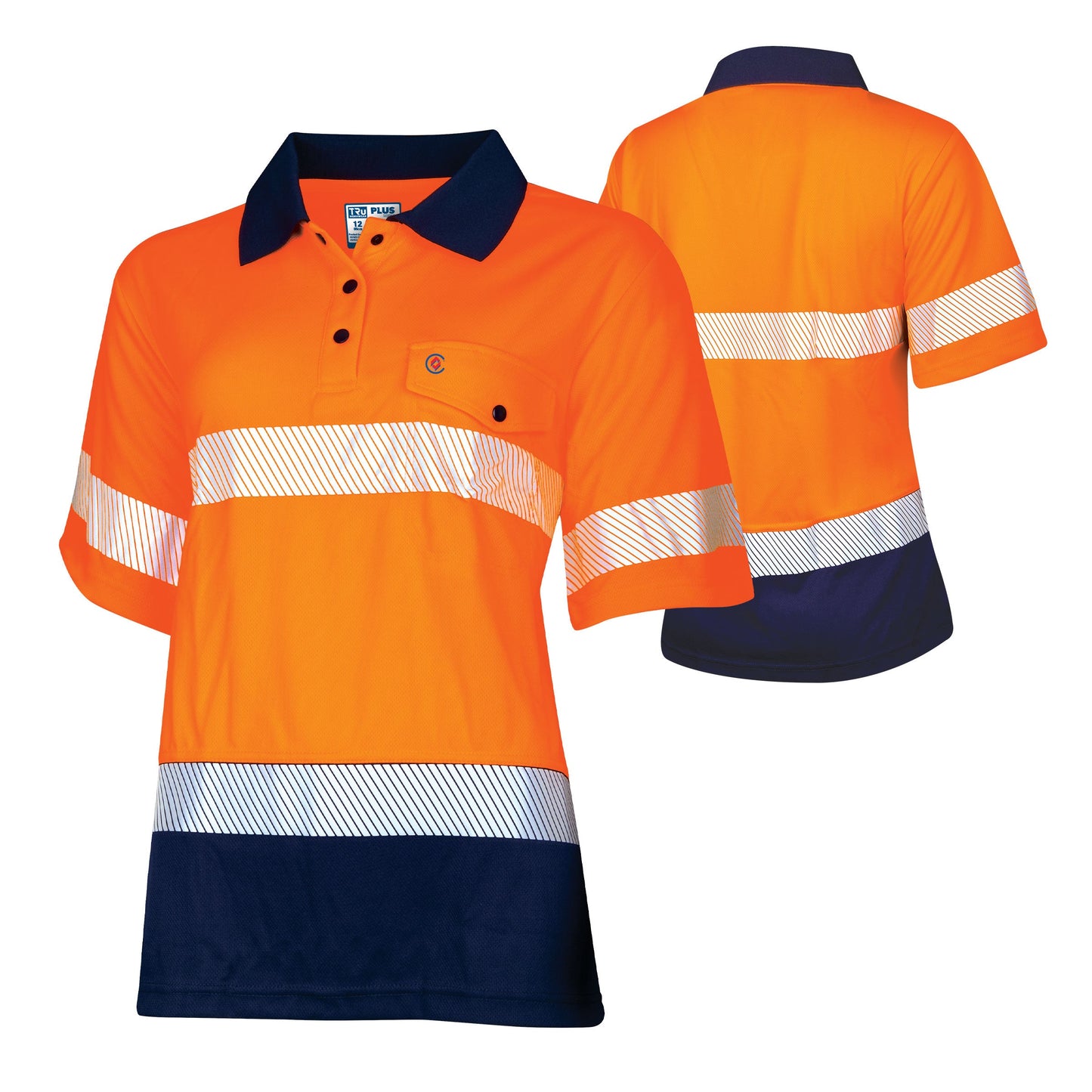 Womens Recycled Anti-Microbial Micromesh S/S Two Tone Hi-Vis Polo Shirt With Segmented Tape