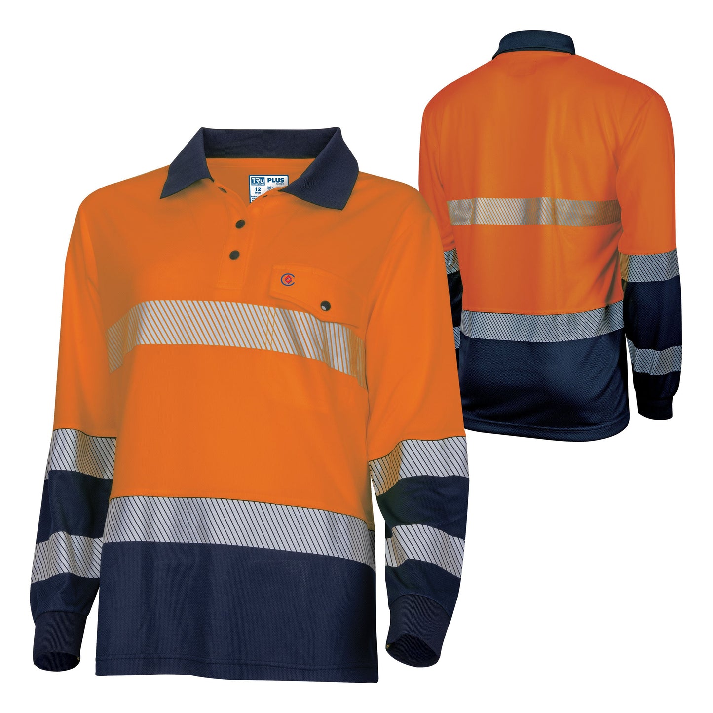 Recycled Womens Anti-Microbial Micromesh L/S Two Tone Hi-Vis Polo Shirt With Segmented Tape