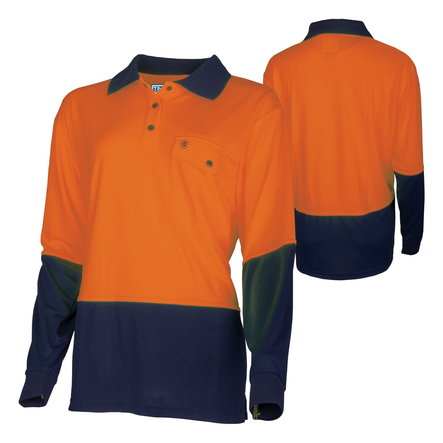 Recycled Womens Anti-Microbial Micromesh L/S Two Tone Hi-Vis Polo Shirt