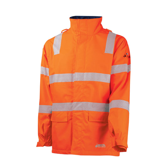 FR PPE3 Hi-Vis Parka with Zip-Off Sleeves and Segmented FR Tape