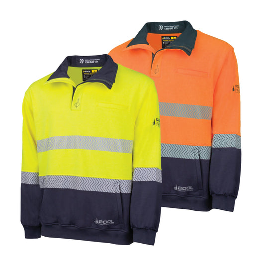 FR PPE2 Hi-Vis Two Tone Water Repellent Fleece Jumper with Segmented FR Reflective Tape