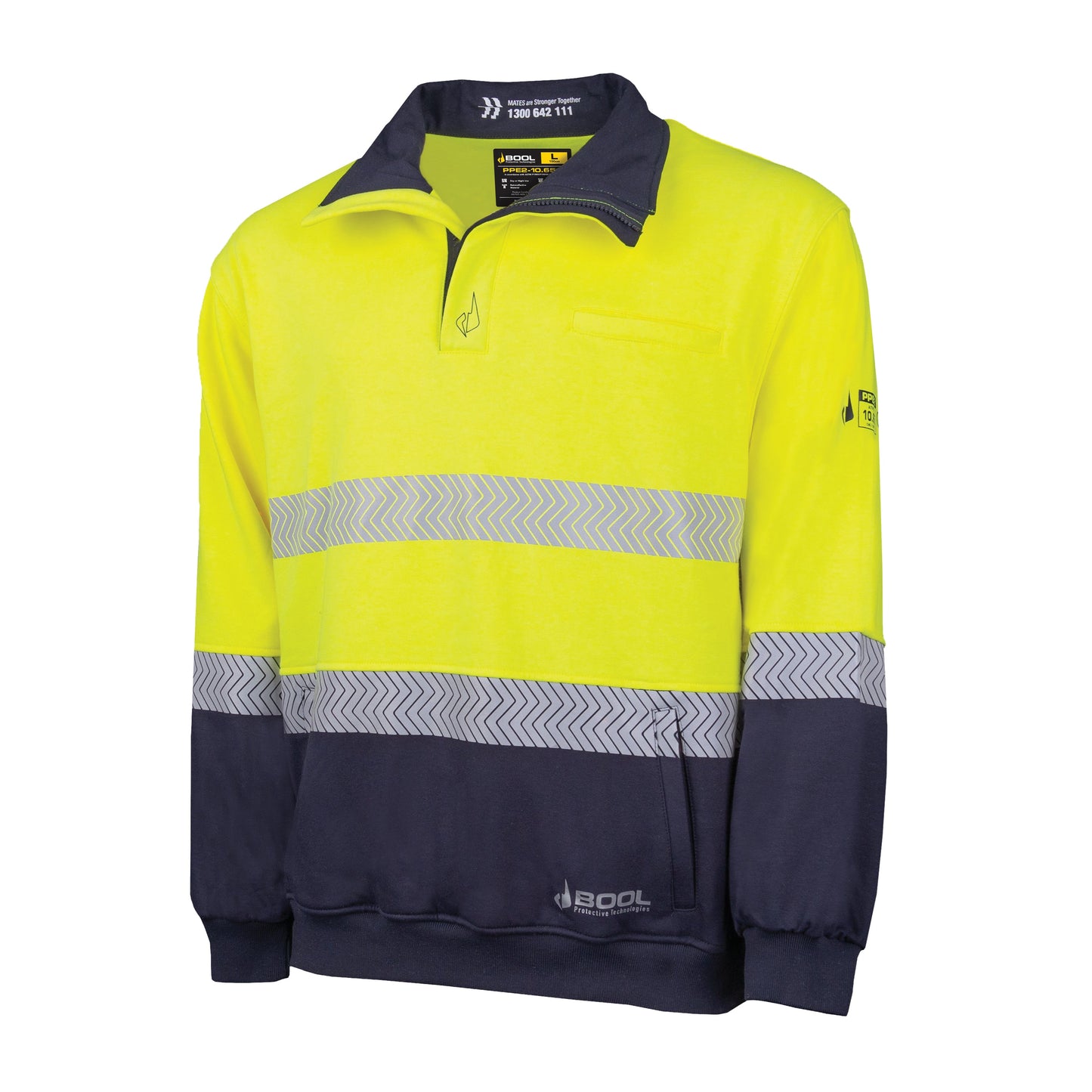 FR PPE2 Hi-Vis Two Tone Water Repellent Fleece Jumper with Segmented FR Reflective Tape