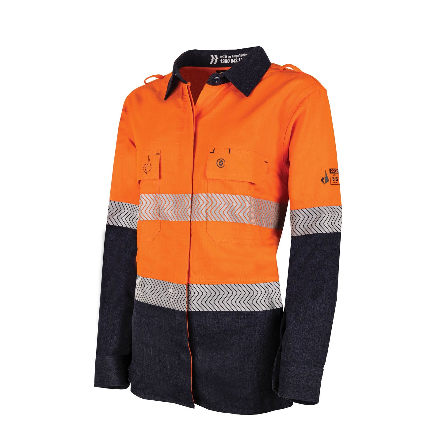 Womens Ultra-lightweight PPE2 Two Tone FR Shirt with Segmented FR Reflective Tape