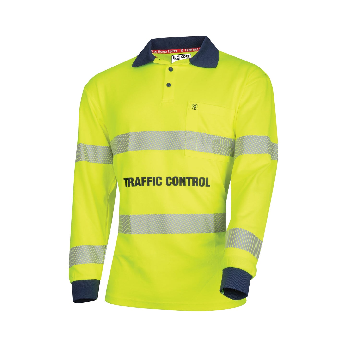 Poly Cotton Traffic Control L/S Hi-Vis Segmented Reflective Tape Polo Shirt