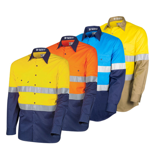Lightweight Vented Hi-Vis Drill Shirt with Reflective Tape