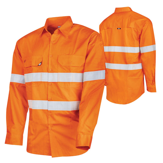 Ripstop L/S Vented Hi-Vis Cotton Shirt With Reflective Tape