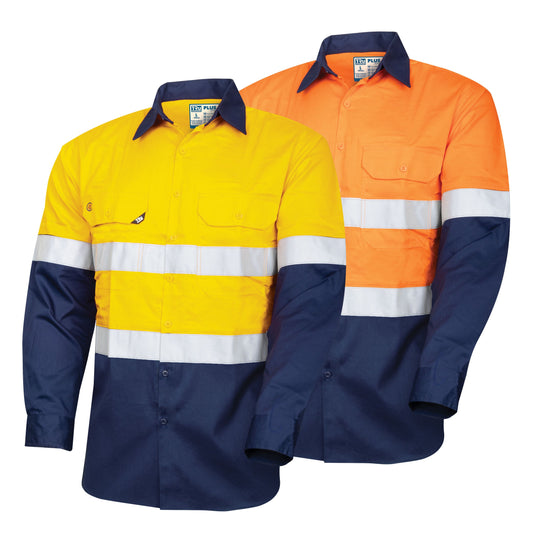 Lightweight Vented L/S Hi-Vis Drill Shirt with Reflective Tape