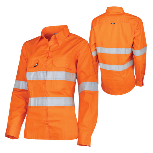 Womens Ripstop Vented L/S Hi-Vis Shirt With Reflective Tape