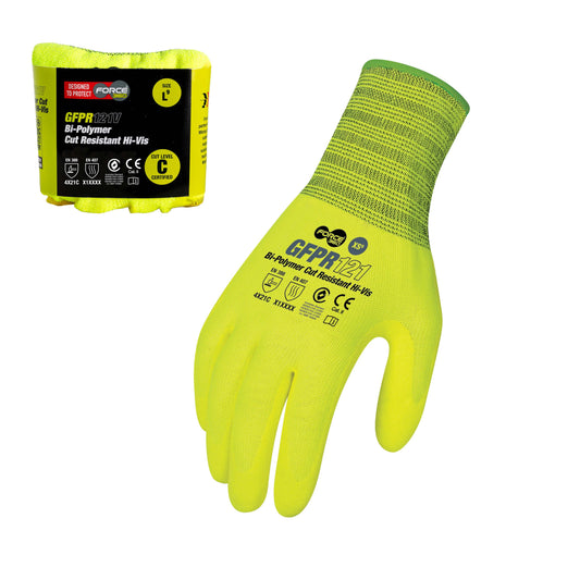 Force360 Cut 5 Bi-Polymer Hi-Vis Yellow Glove Vendor pack
