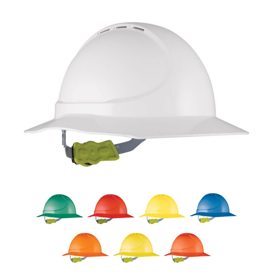Force360 GT11 ABS Vented Broad Brim Hard Hat with Ratchet Harness, Type1