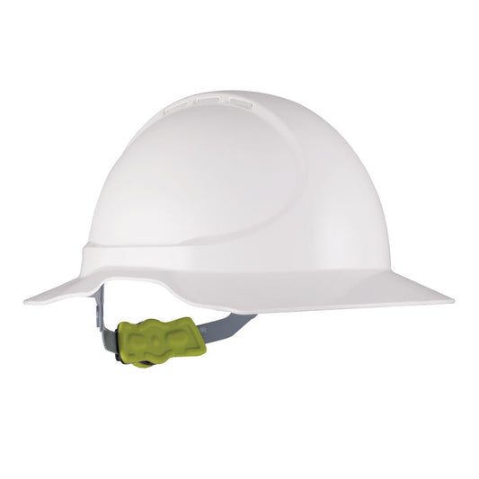 Force360 GT14 ABS Non-Vented Broad Brim Hard Hat with Ratchet Harness - Earmuff Suitable