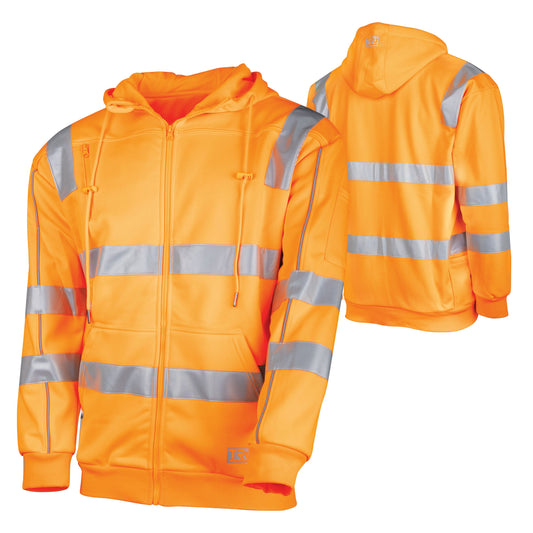 Fleece Polyester Water Repellent Hoodie with Reflective Tape - VIC Rail