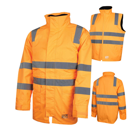 4 in 1 Polyester Oxford Jacket with Reflective Tape - VIC Rail