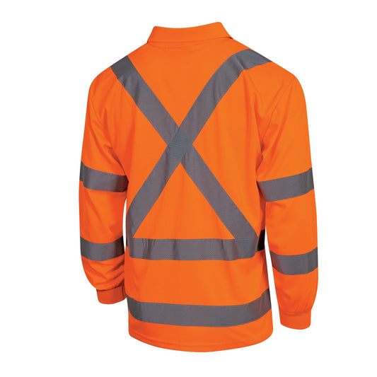 Mircomesh L/S Hi-Vis Polo NSW Rail Shirt with Perforated Reflective Tape