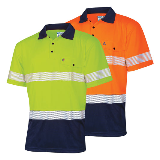 Recycled Anti-Microbial Micromesh S/S Two Tone Hi-Vis Polo Shirt With Segmented Tape