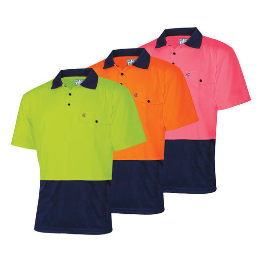 Recycled Anti-Microbial Micromesh S/S Two Tone Hi-Vis Polo Shirt