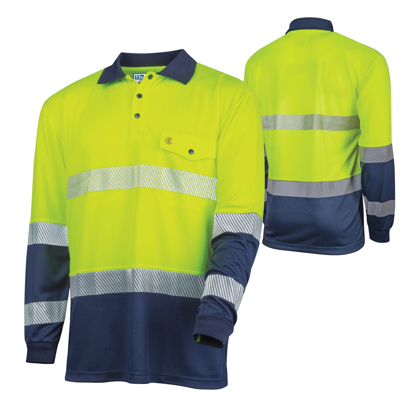 Recycled Anti-Microbial Micromesh L/S Two Tone Hi-Vis Polo Shirt With Segmented Tape