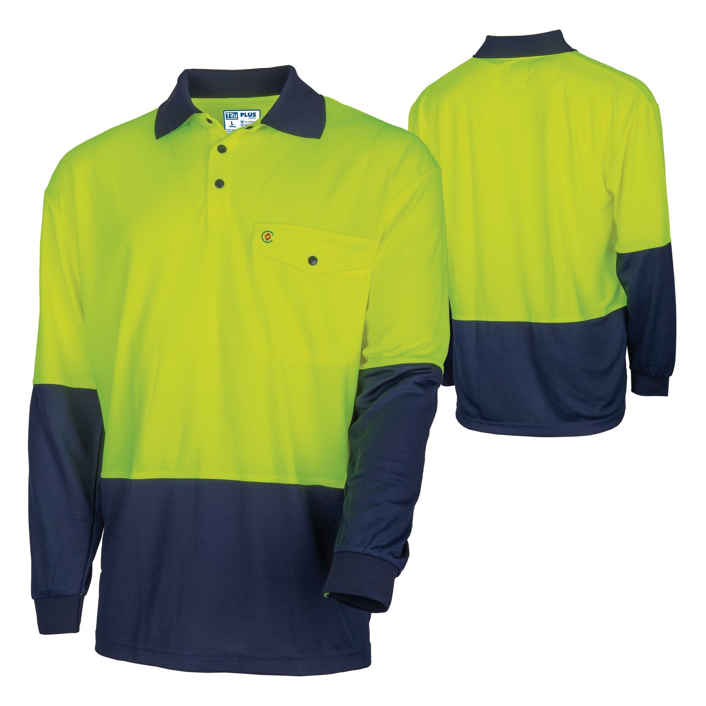Recycled Anti-Microbial Micromesh L/S Two Tone Hi-Vis Polo Shirt
