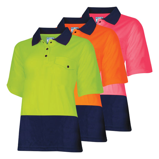 Recycled Womens Anti-Microbial Micromesh S/S Two Tone Hi-Vis Polo Shirt